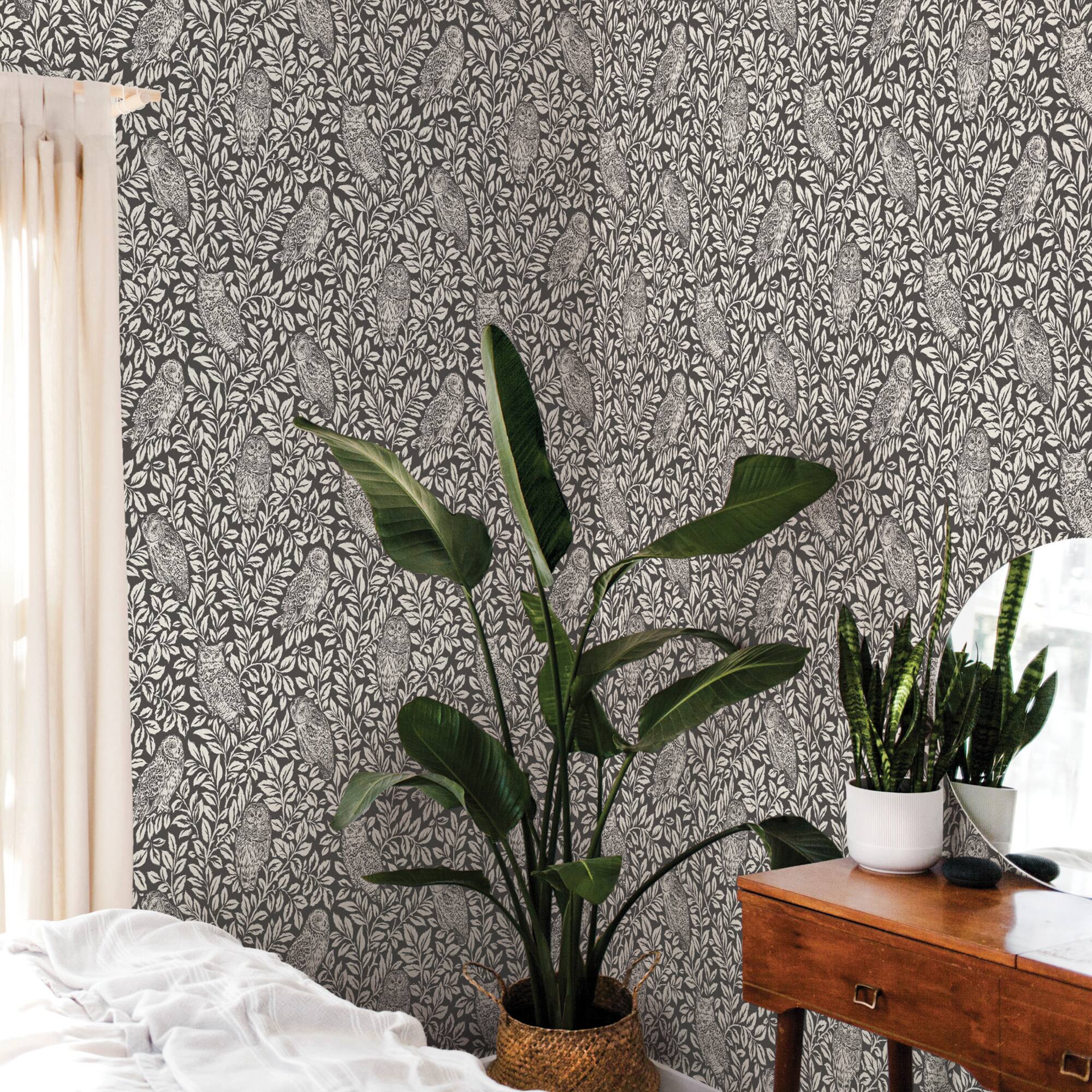 Wallpops Charcoal Sleepy Owls Peel & Stick Wallpaper